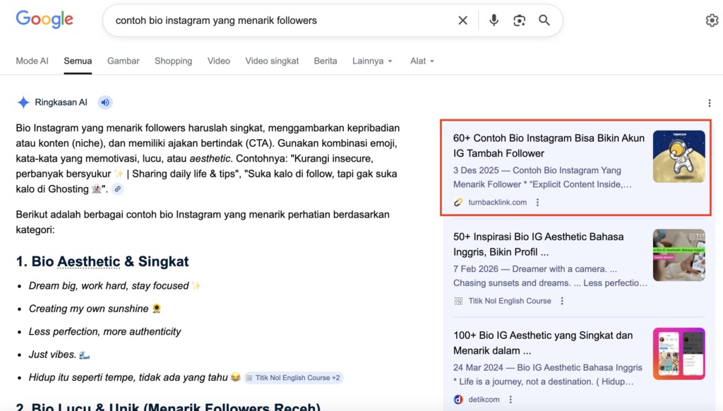 Cara mudah page one di Google